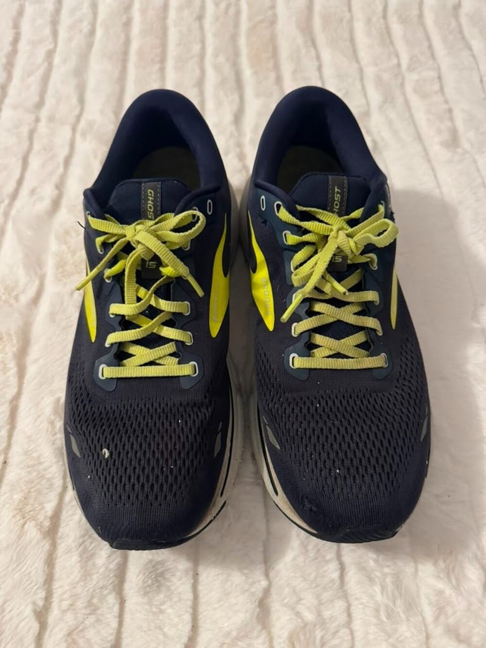 Brooks Ghost 15 Men's Running Shoes Black Lime Green Size 11.5 D Pre-Owned